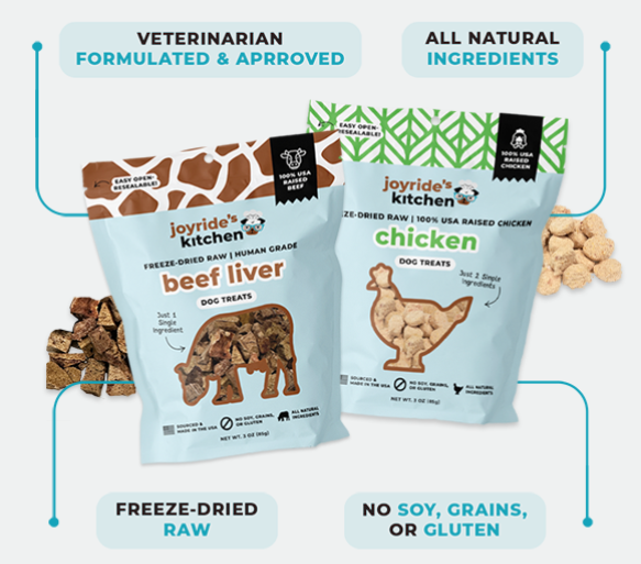 Joyride's Kitchen Premium Chicken & Beef Freeze-Dried Raw Dog Treats | 2 PACK