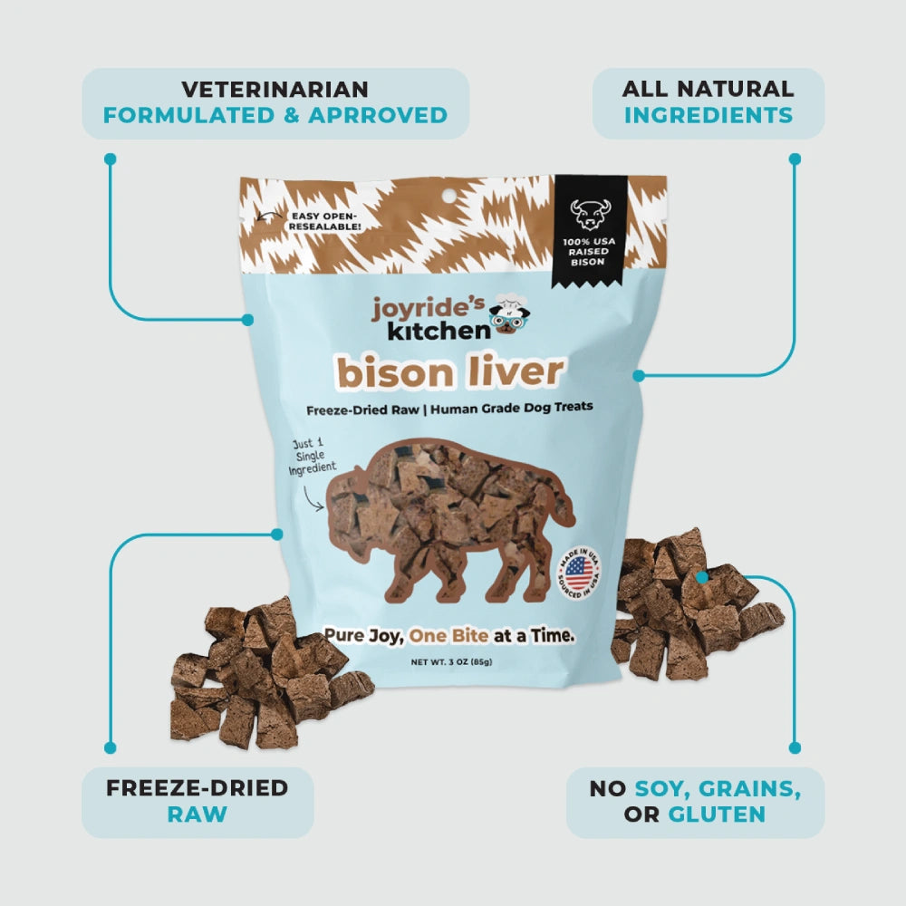 Joyride's Kitchen Premium Bison Liver Freeze-Dried Raw Dog Treats