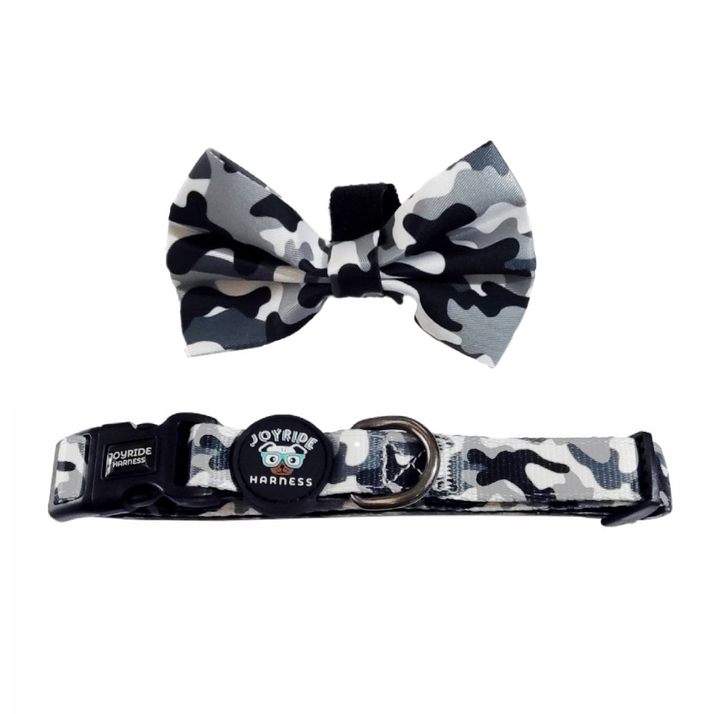 Black and White Camo Collar ( + free removable bowtie )