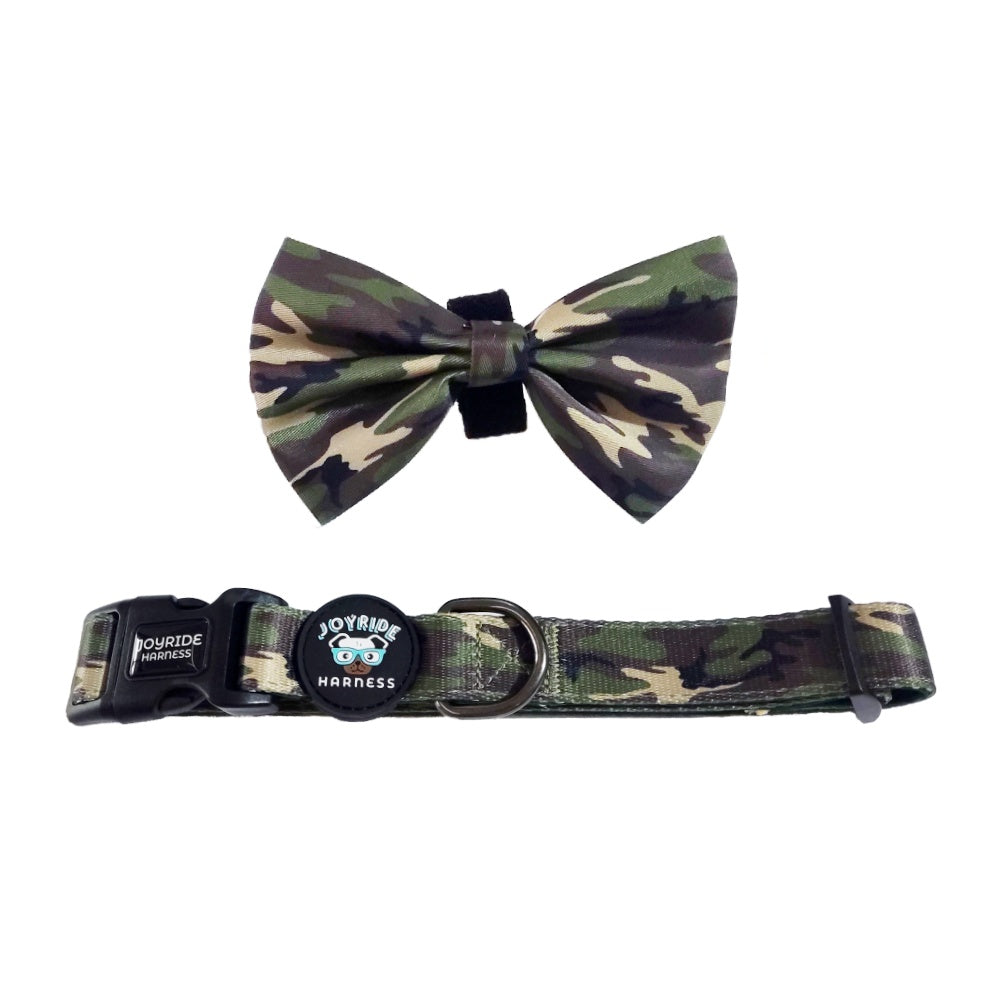 Green Camo Collar ( + free removable bowtie )