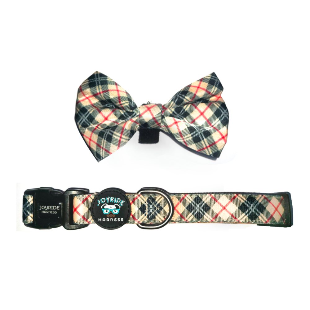 Fall Plaid Collar ( + free removable bowtie )