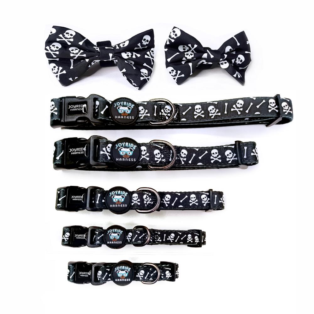 Black Skulls Collar ( + free removable bowtie )