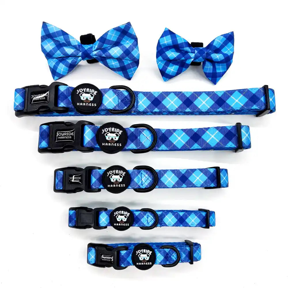 Blue Plaid Collar ( + free removable bowtie )