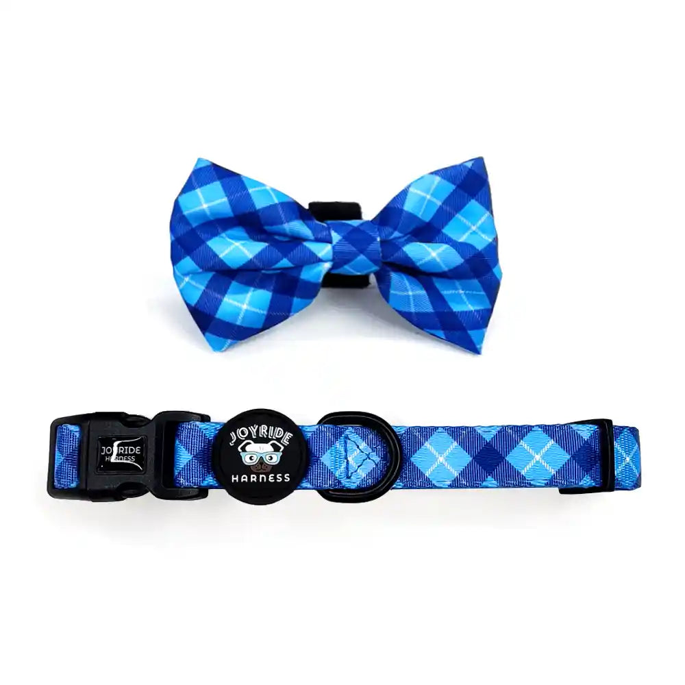 Blue Plaid Collar ( + free removable bowtie )