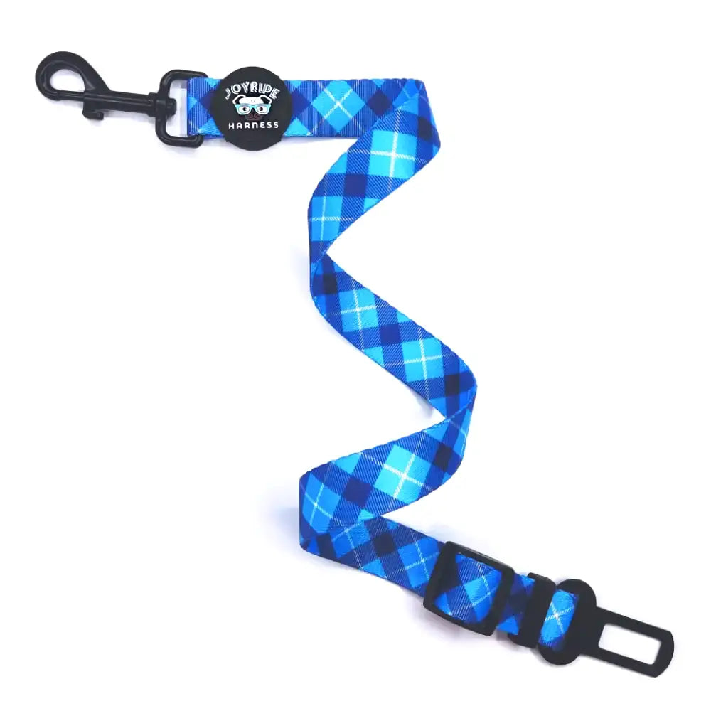 Blue Plaid Dog Safety Seat Belt