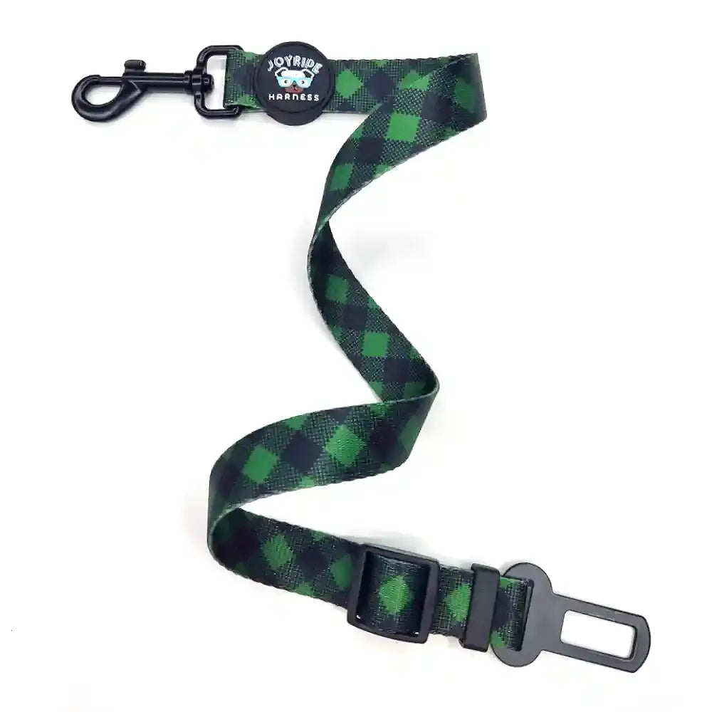 Green Plaid Dog Safety Seat Belt