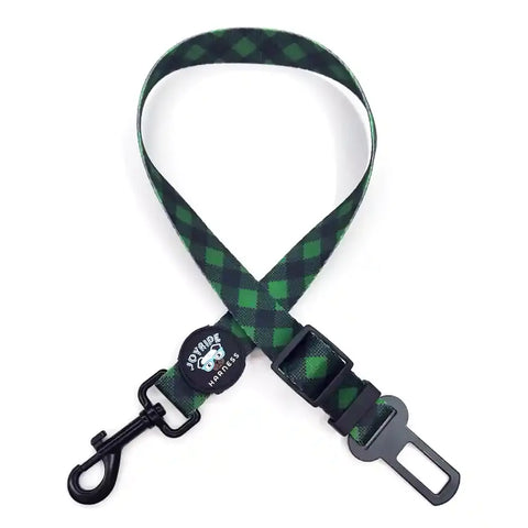 Green Plaid Dog Safety Seat Belt