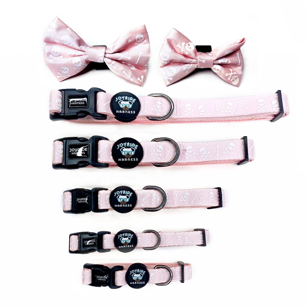 Pink Skulls Collar ( + free removable bowtie )