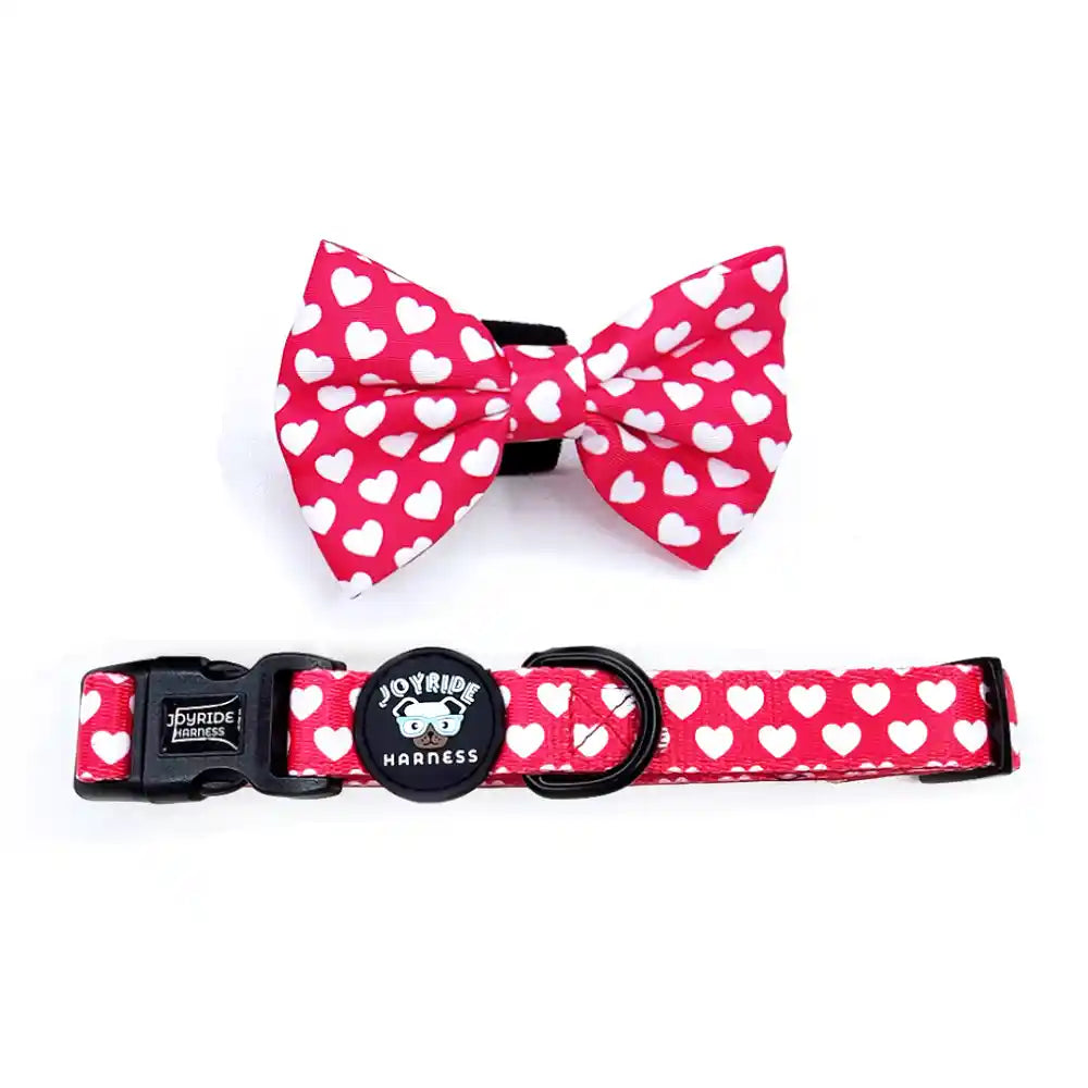 Red Hearts Collar ( + free removable bowtie ) – Joyride Harness