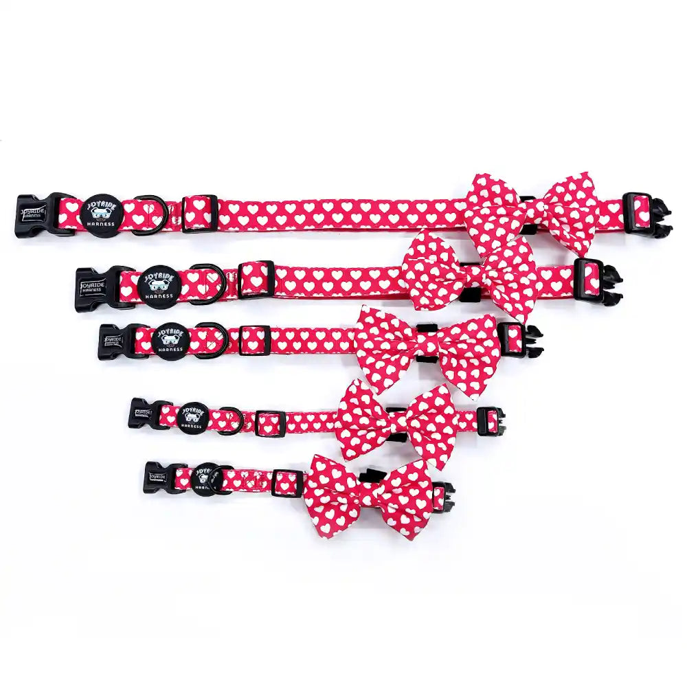 Red Hearts Collar ( + free removable bowtie )
