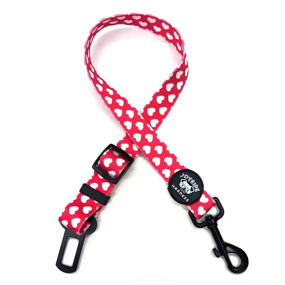 Red Hearts Dog Safety Seat Belt