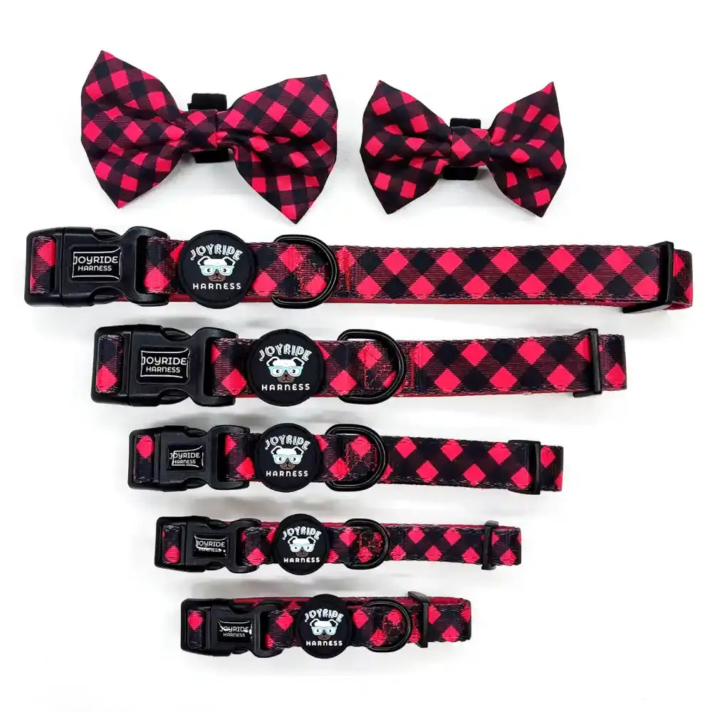 Red Plaid Collar ( + free removable bowtie )