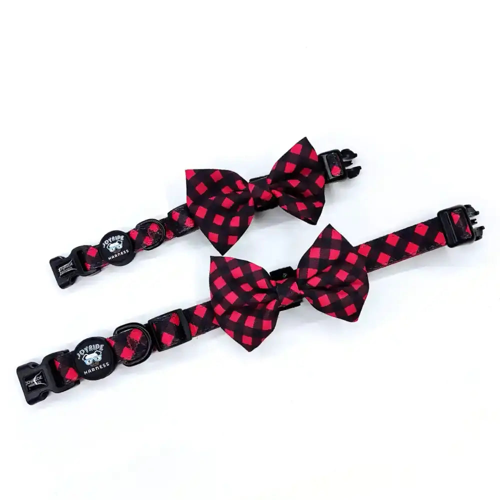 Red Plaid Collar ( + free removable bowtie )