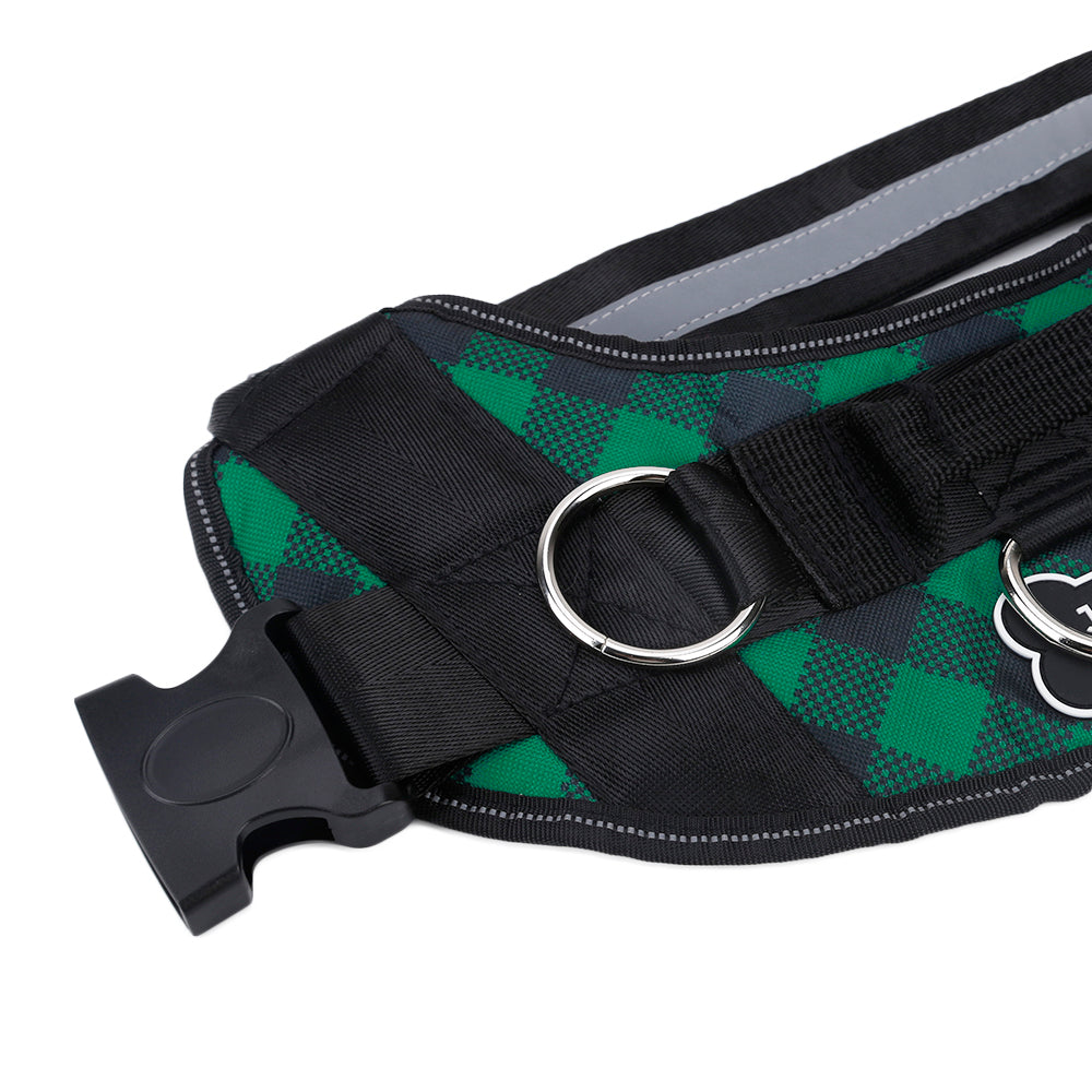 Green Plaid Joyride Basic Essential Dog Harness 1.0