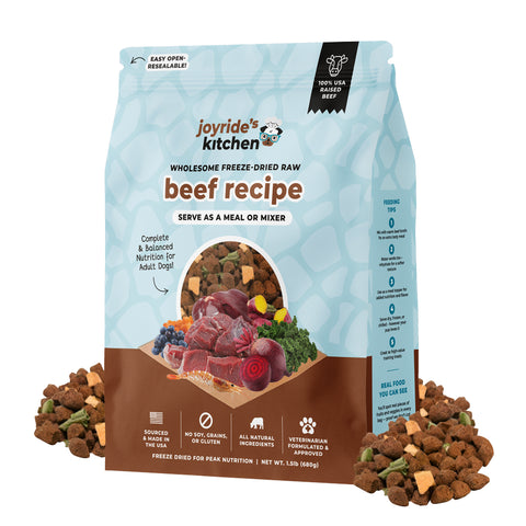 freeze dried raw dog food beef bag