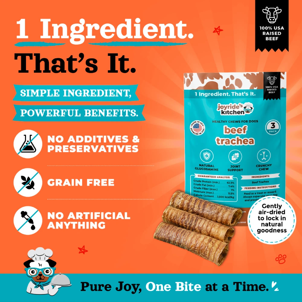 Joyride's Kitchen USA Beef Trachea Dehydrated Dog Treats