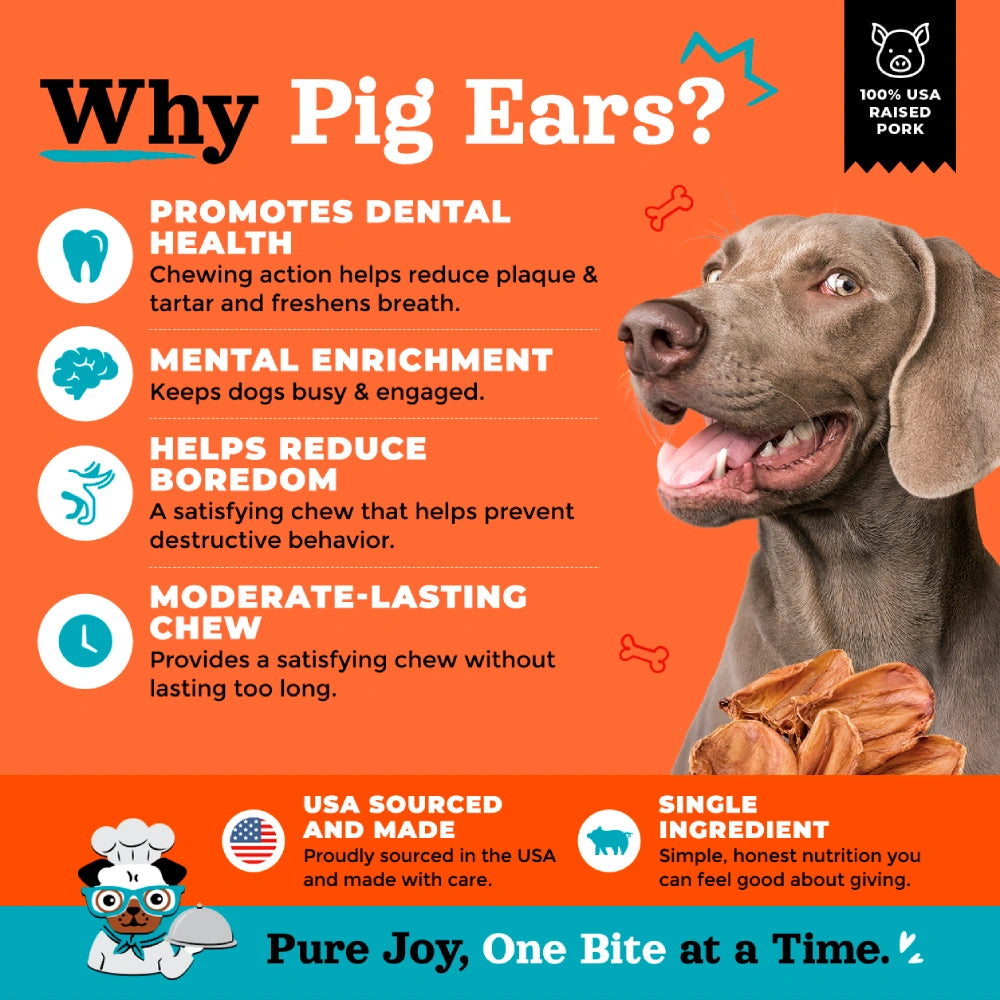 Joyride's Kitchen USA Half Pig Ears Dehydrated Dog Treats