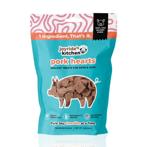 Joyride's Kitchen Premium Pork Hearts Freeze-Dried Raw Dog Treats