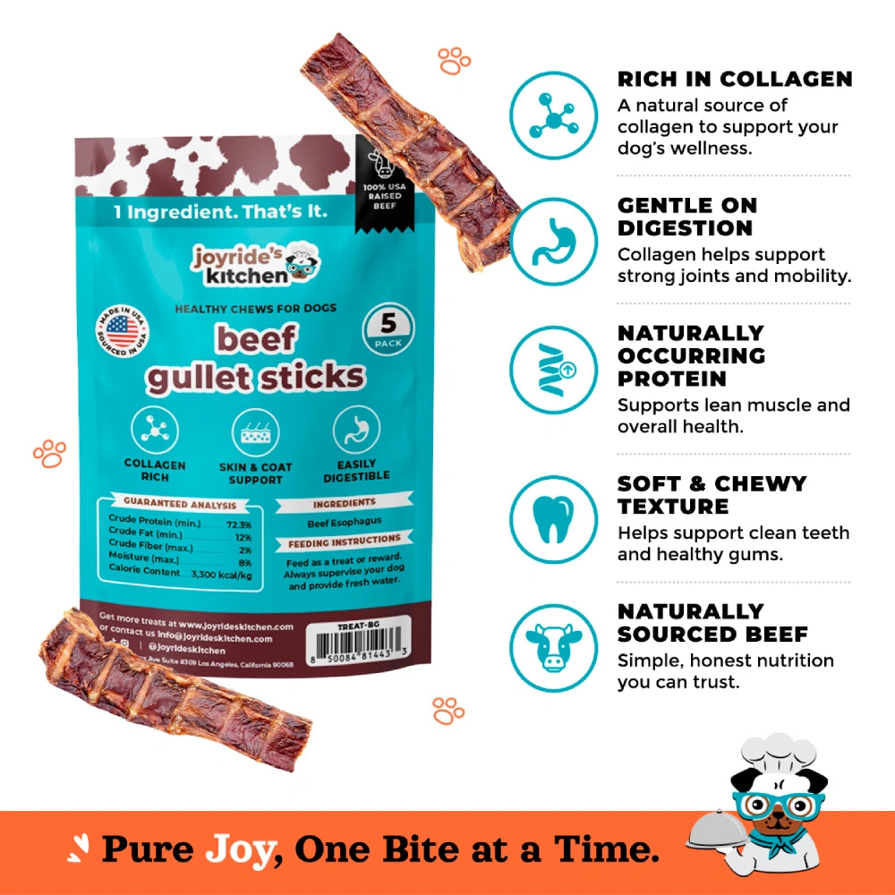 Joyride's Kitchen USA Beef Gullet Sticks Dehydrated Dog Treats