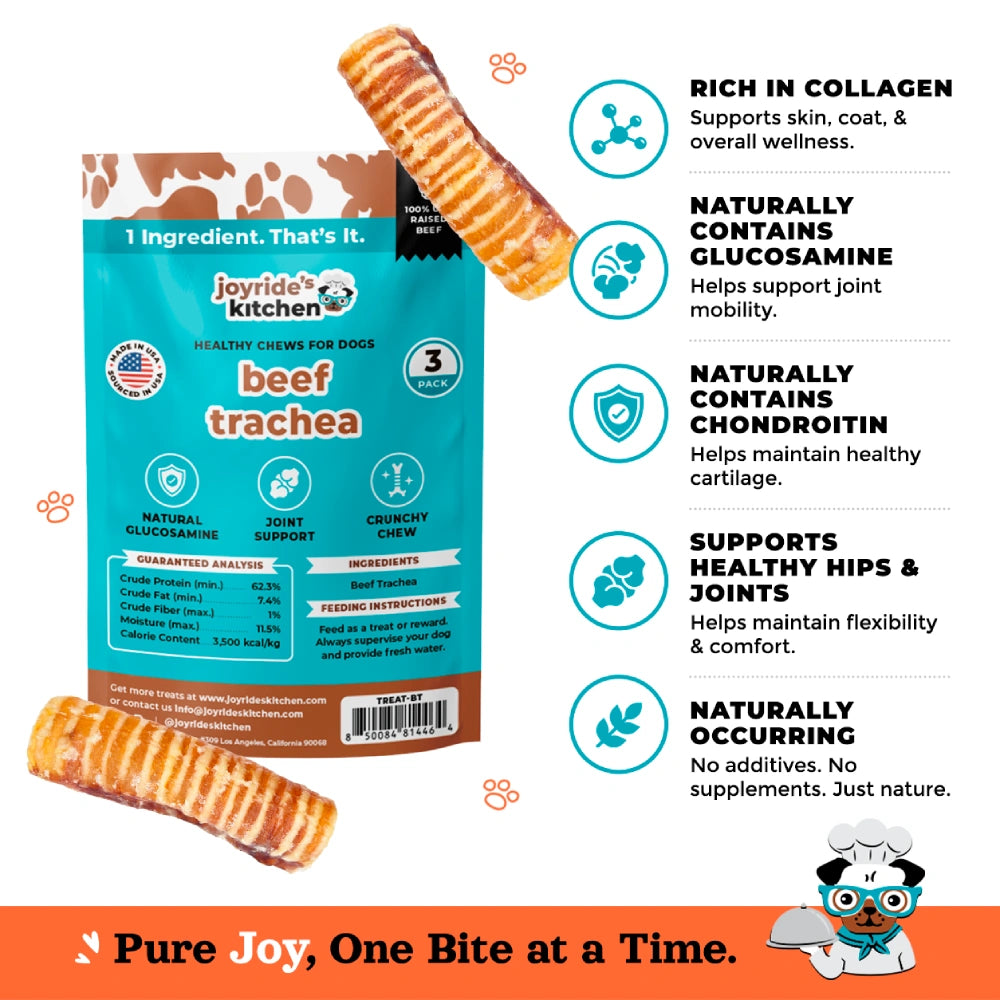 Joyride's Kitchen USA Beef Trachea Dehydrated Dog Treats