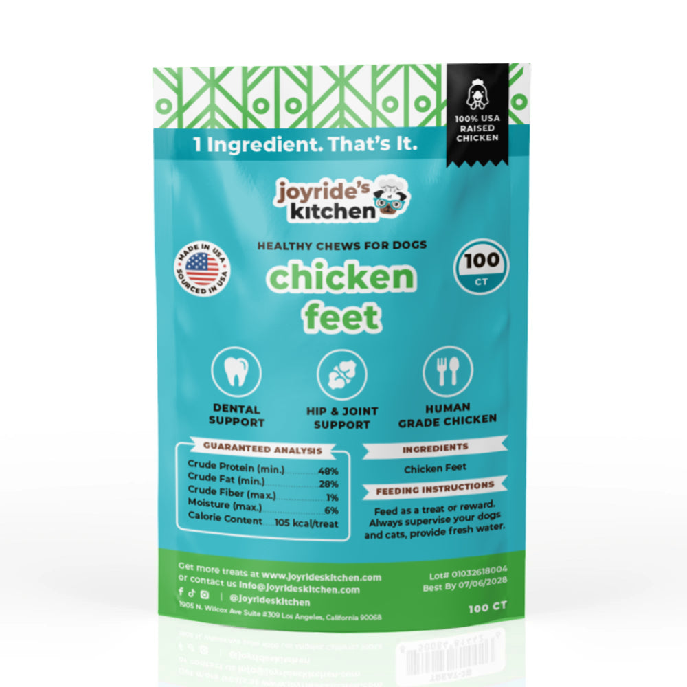 Joyride's Kitchen USA Chicken Feet Dehydrated Dog Treats