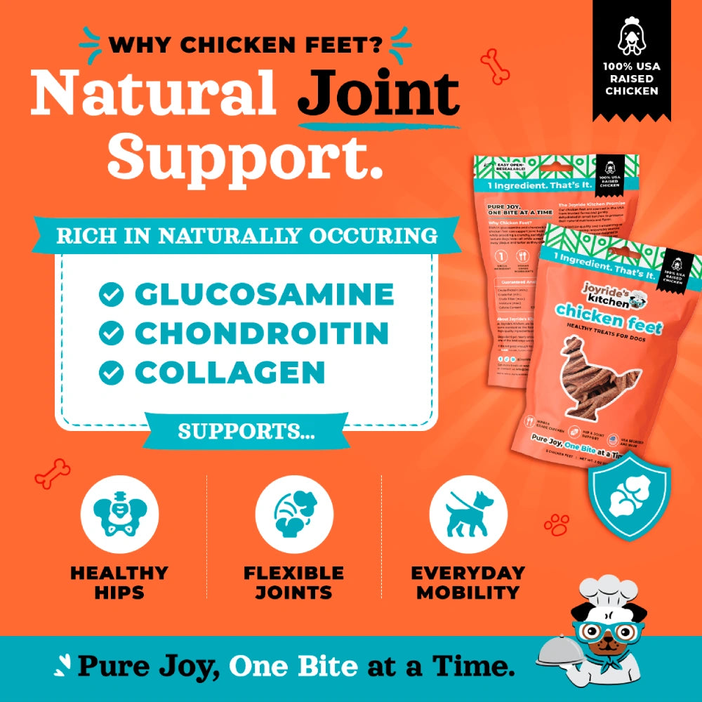 Joyride's Kitchen USA Chicken Feet Dehydrated Dog Treats