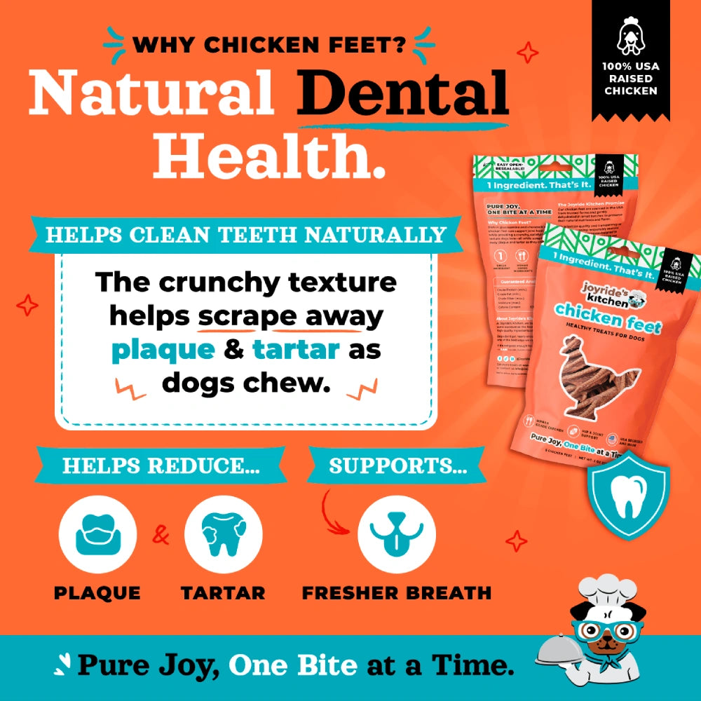 Joyride's Kitchen USA Chicken Feet Dehydrated Dog Treats