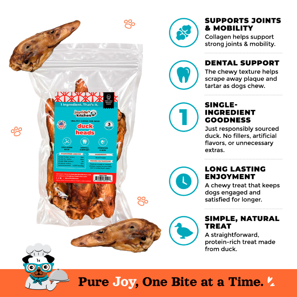 Joyride's Kitchen USA Duck Head Dehydrated Dog Treats