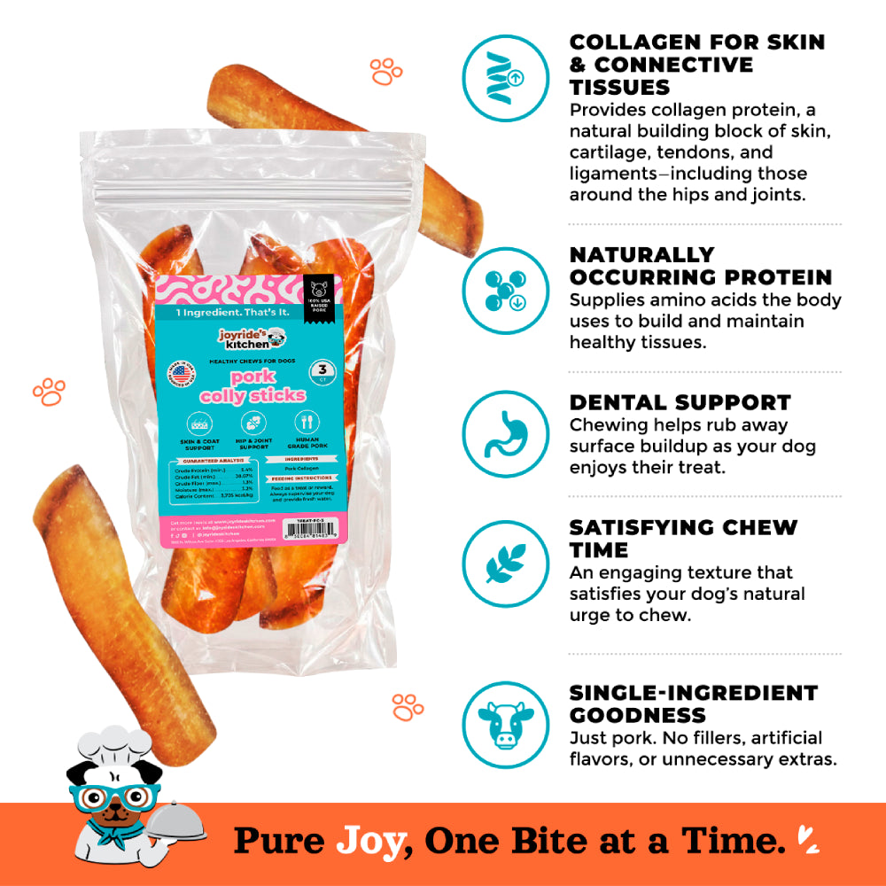 Joyride's Kitchen USA Pork Colly Sticks Dehydrated Dog Treats