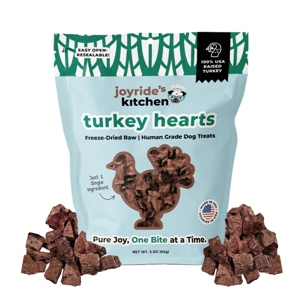 Joyride's Kitchen Premium Turkey Hearts Freeze-Dried Raw Dog Treats