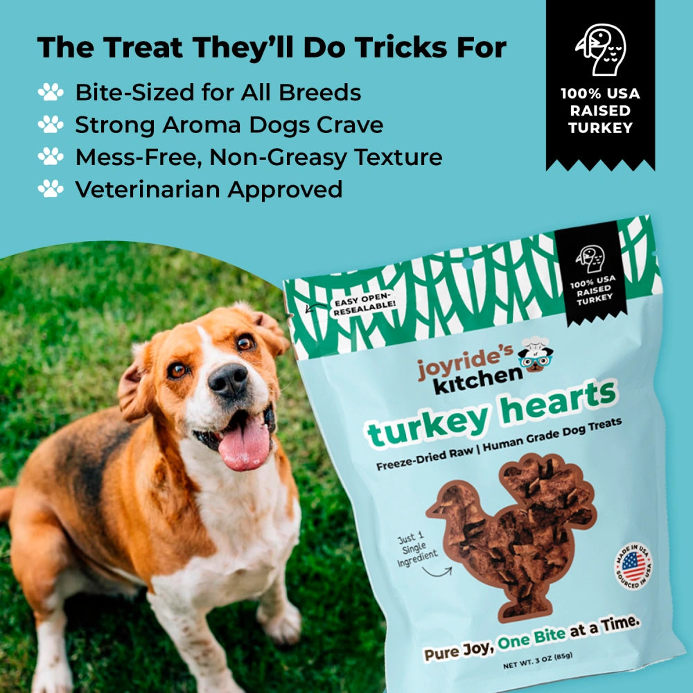 Joyride's Kitchen Premium Turkey Hearts Freeze-Dried Raw Dog Treats