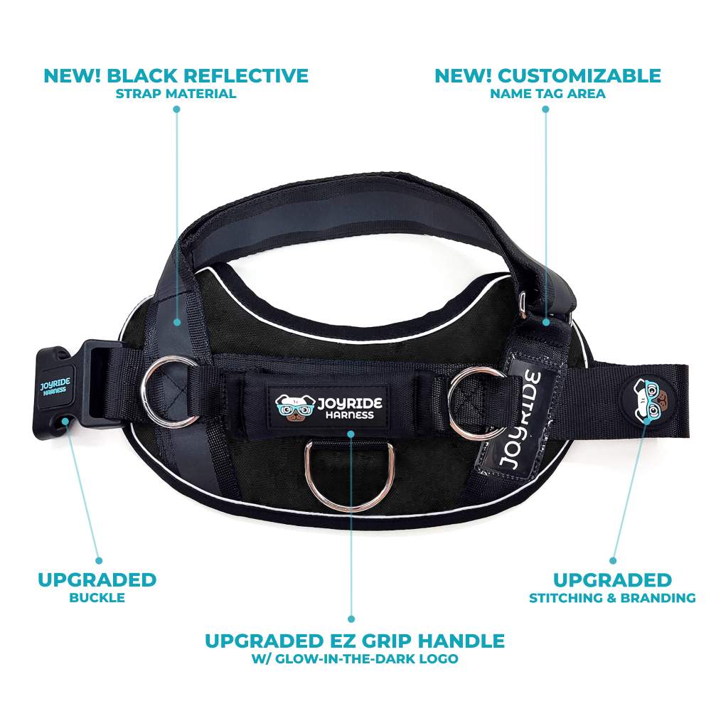 Durable black LED harness for dogs