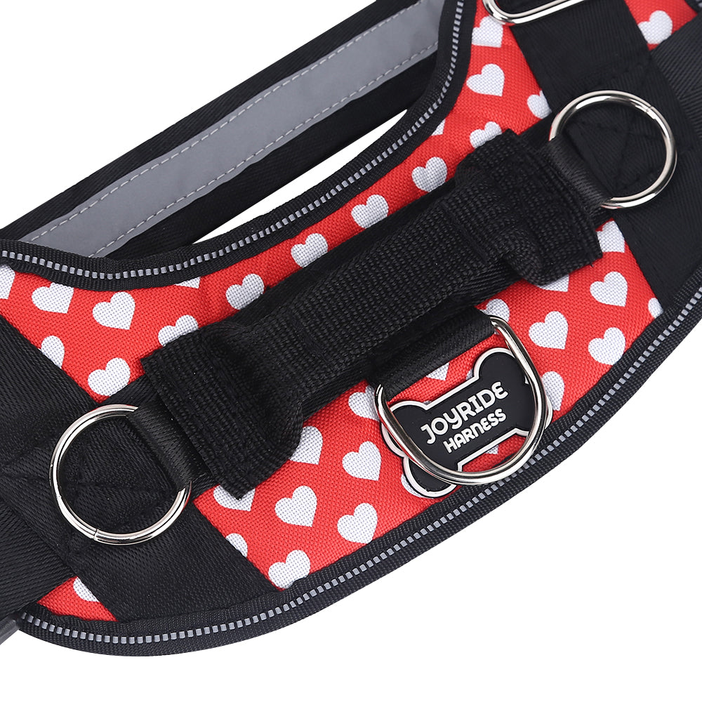 Red Hearts Dog Harness