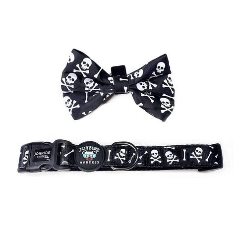 Black Skulls Collar ( + free removable bowtie )