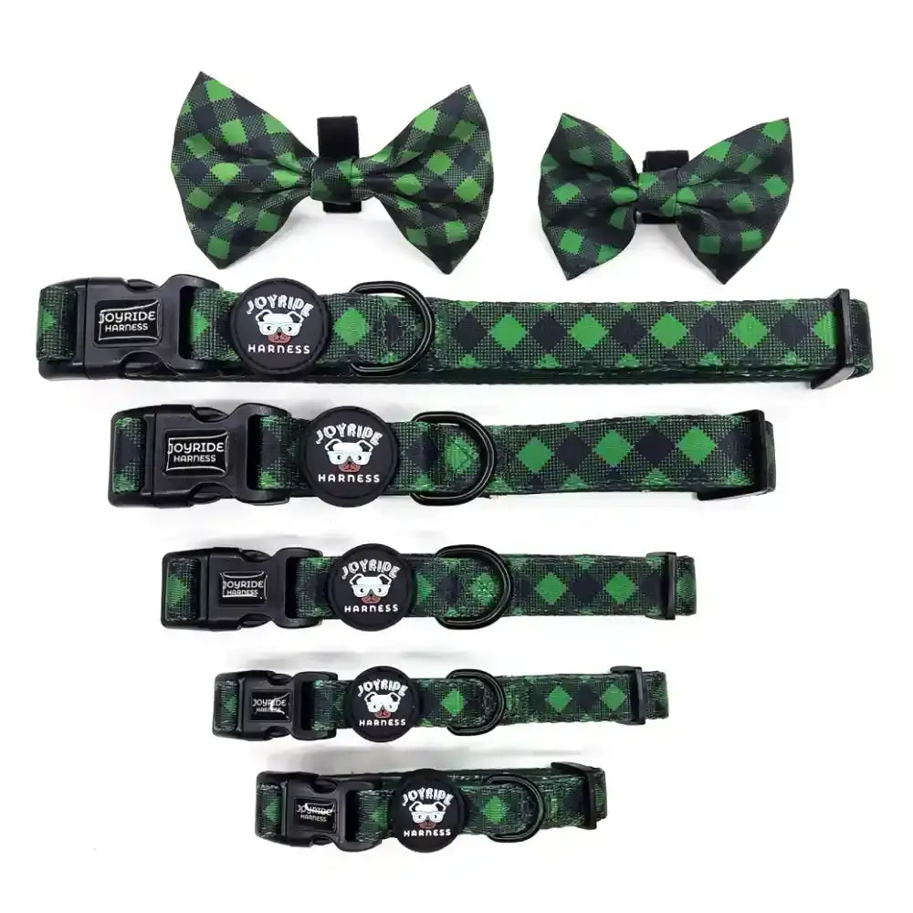 Green Plaid Collar ( + free removable bowtie )