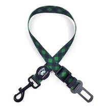Green Plaid Dog Safety Seat Belt