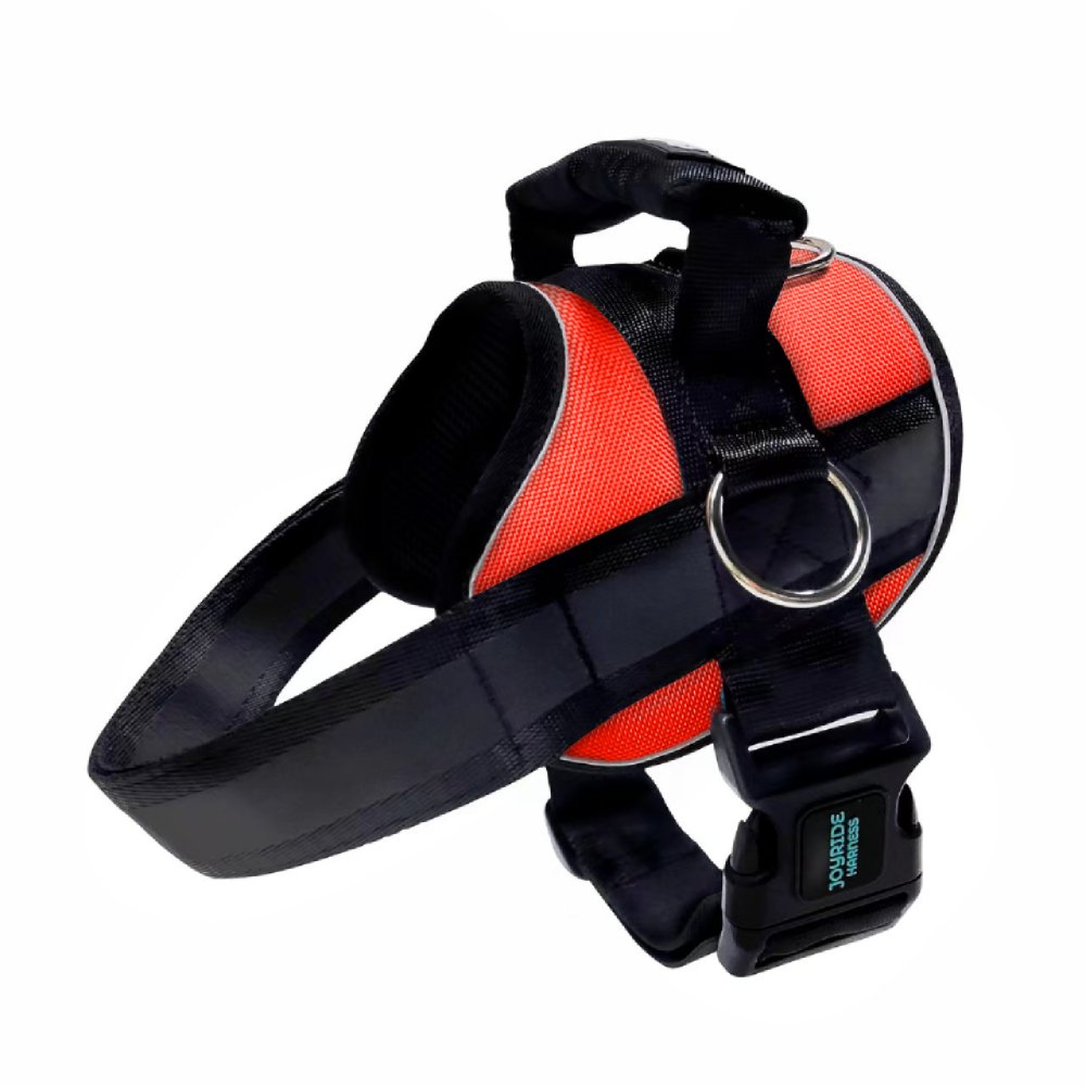 Orange dog harness with handle