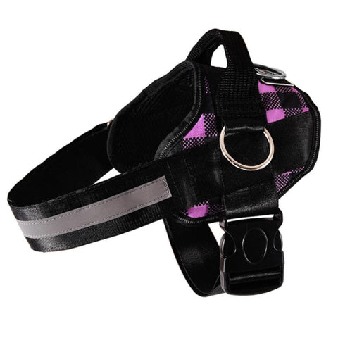Purple Plaid Dog Harness