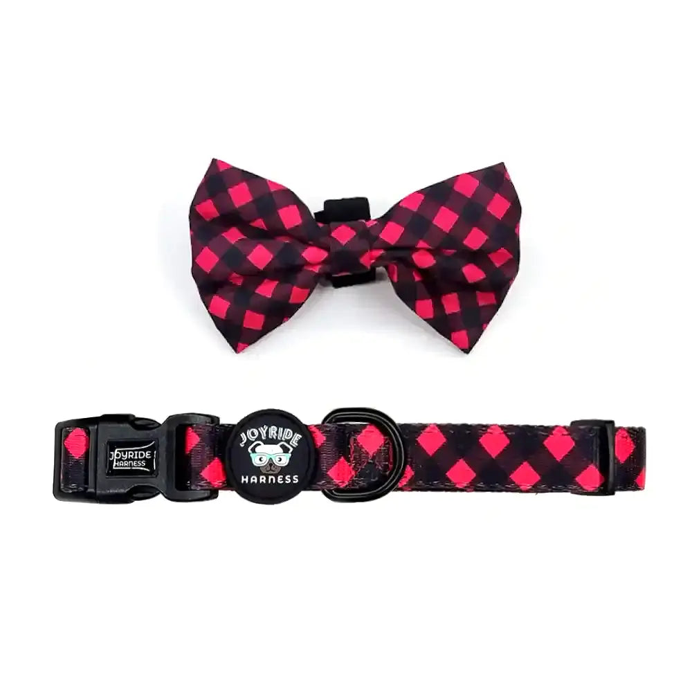 Red Plaid Collar ( + free removable bowtie )