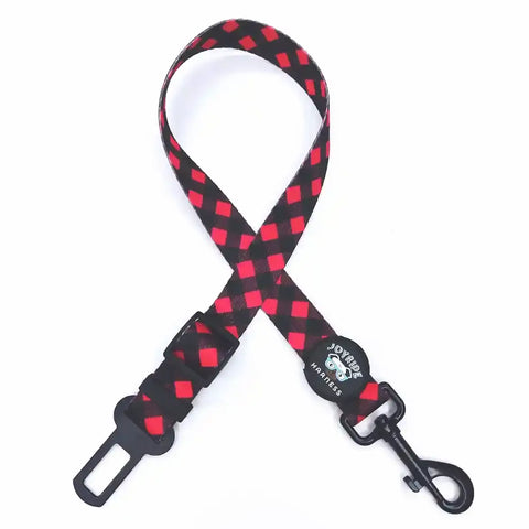 Red Plaid Dog Safety Seat Belt